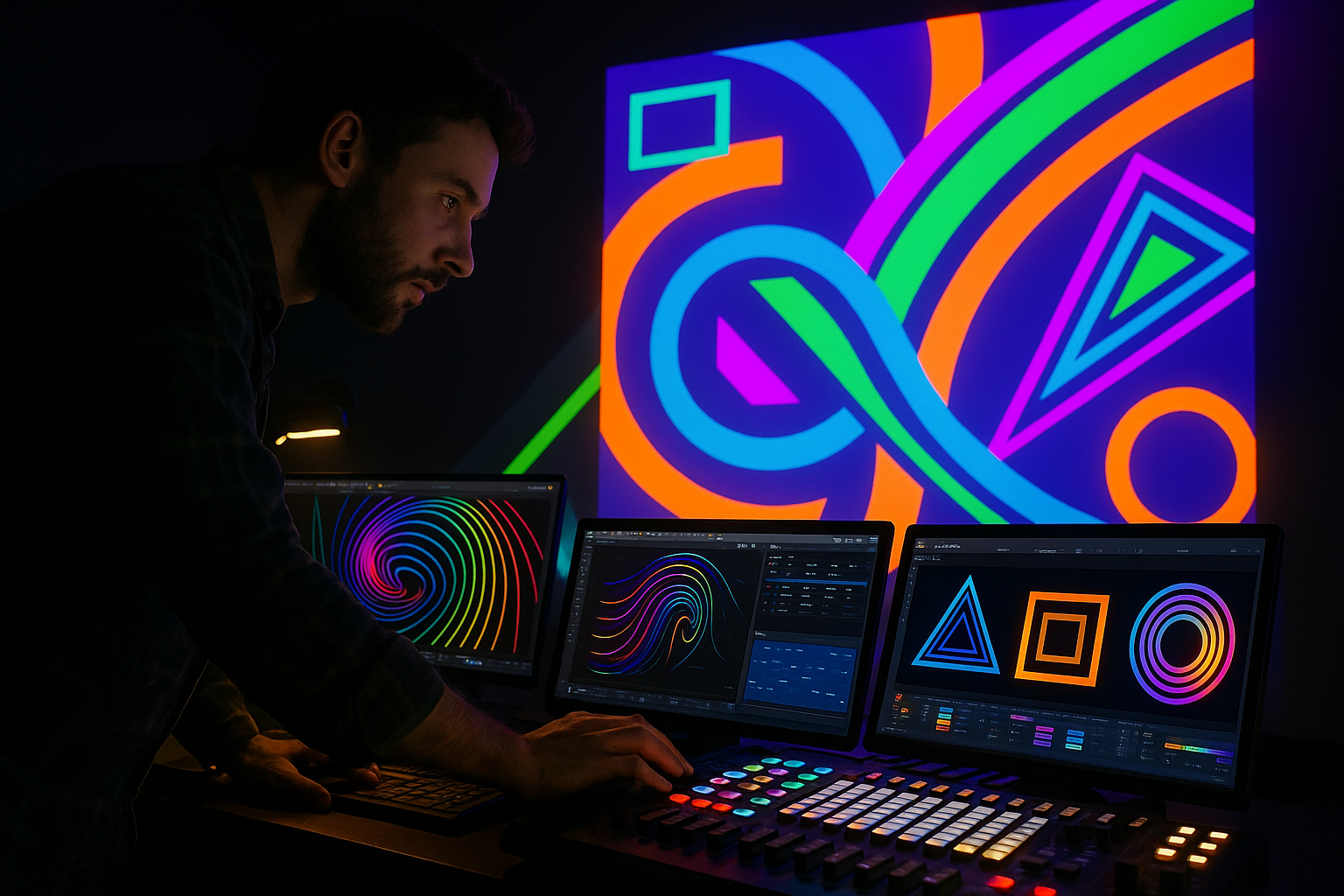 HeavyM Mia HeavyM features in use during a live audiovisual setup